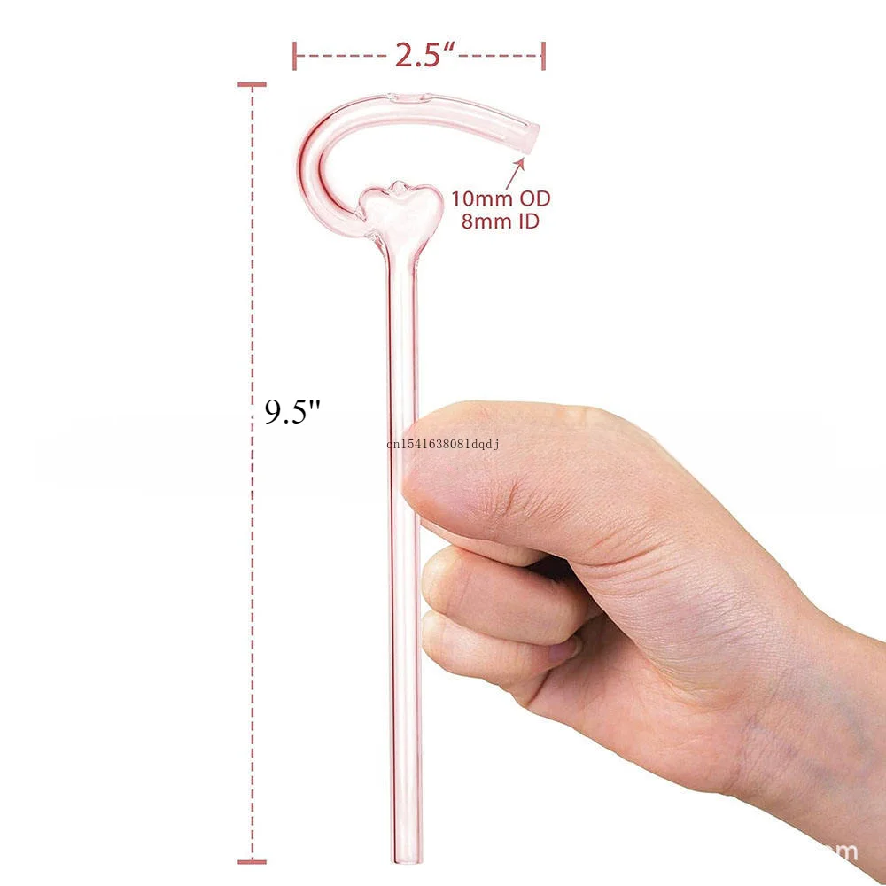 Anti Lip Rimpeling Stro Hartvormig Glas Stro Hartvormig Glas Gebogen Stro