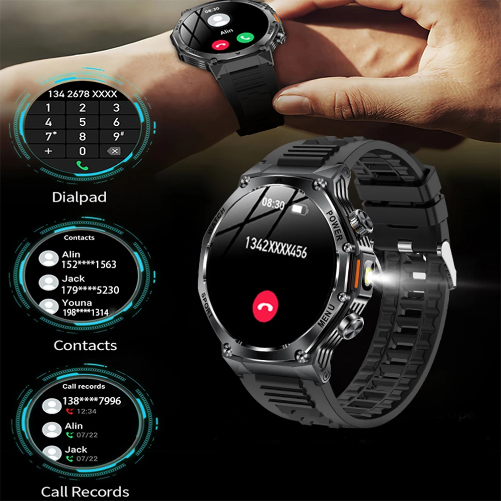 

2024 Men's Smartwatch Supports one click Bluetooth Calling, 1.8-inch large Screen high-definition Resolution 390 * 390 Watch ﻿