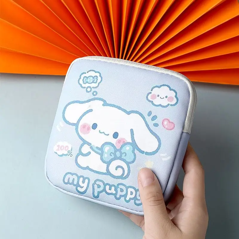 2024 Sanrio Sanitary Pad Pouch Cinnamonroll Pochacco Cartoon Mini Makeup Bag Girls Kawaii Portable Sanitary Napkin Storage Bag