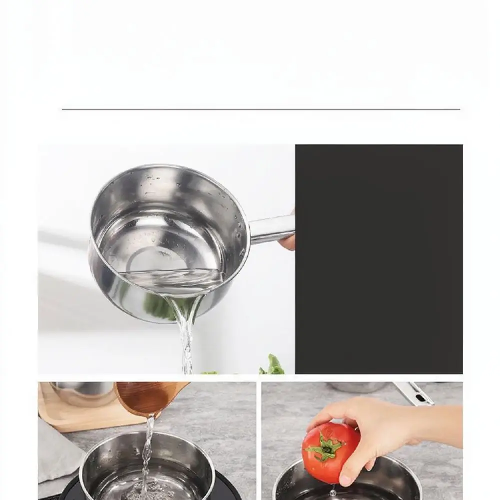 Minimalist Stainless Steel Water Ladle Long Handle Scoop Deep Cooking Dipper Household Kitchen Gadget Durable Metal Spoon
