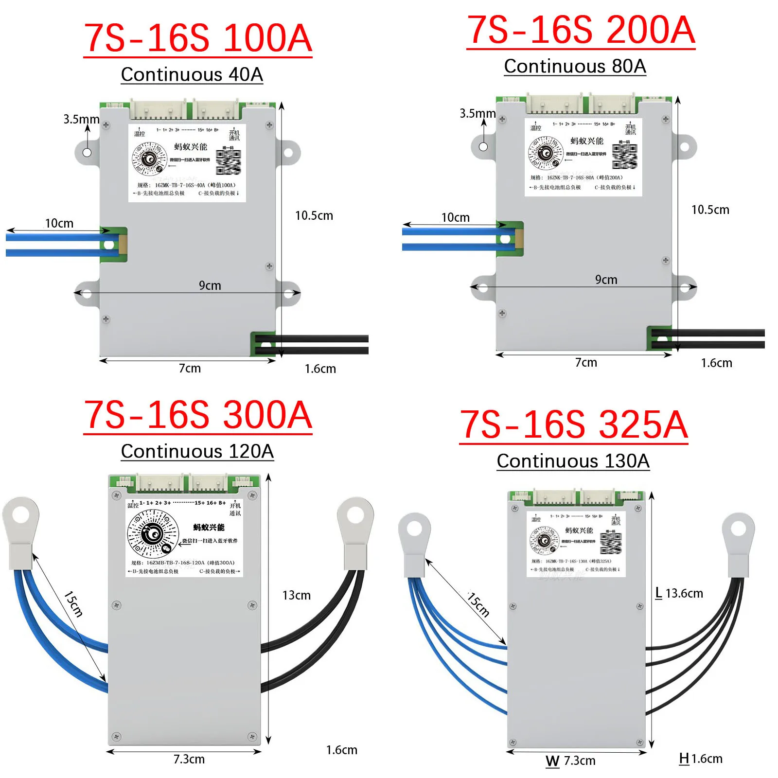 Smart Bluetooth 7S - 16S 100A 200A 300A ANT BMS Lithium Battery 8S 13S 14S 24V 36V 48V 60V Electric vehicle Protection Board