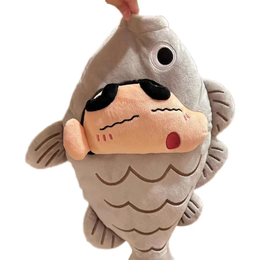 50cm kawaii crayon shin-chan brinquedo de pelúcia boneca dos desenhos animados peixe salgado brinquedo cama dormir boneca plushie travesseiro presente aniversário feminino