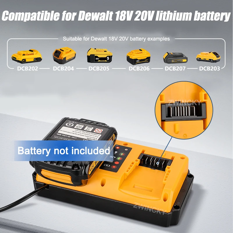 

Replacement DCB102 Double Charger For Dewalt 18V 20V Lithium Battery DCB203 DCB204 DCB205 Dual Ports Charger EU/US/UK/AU Plug