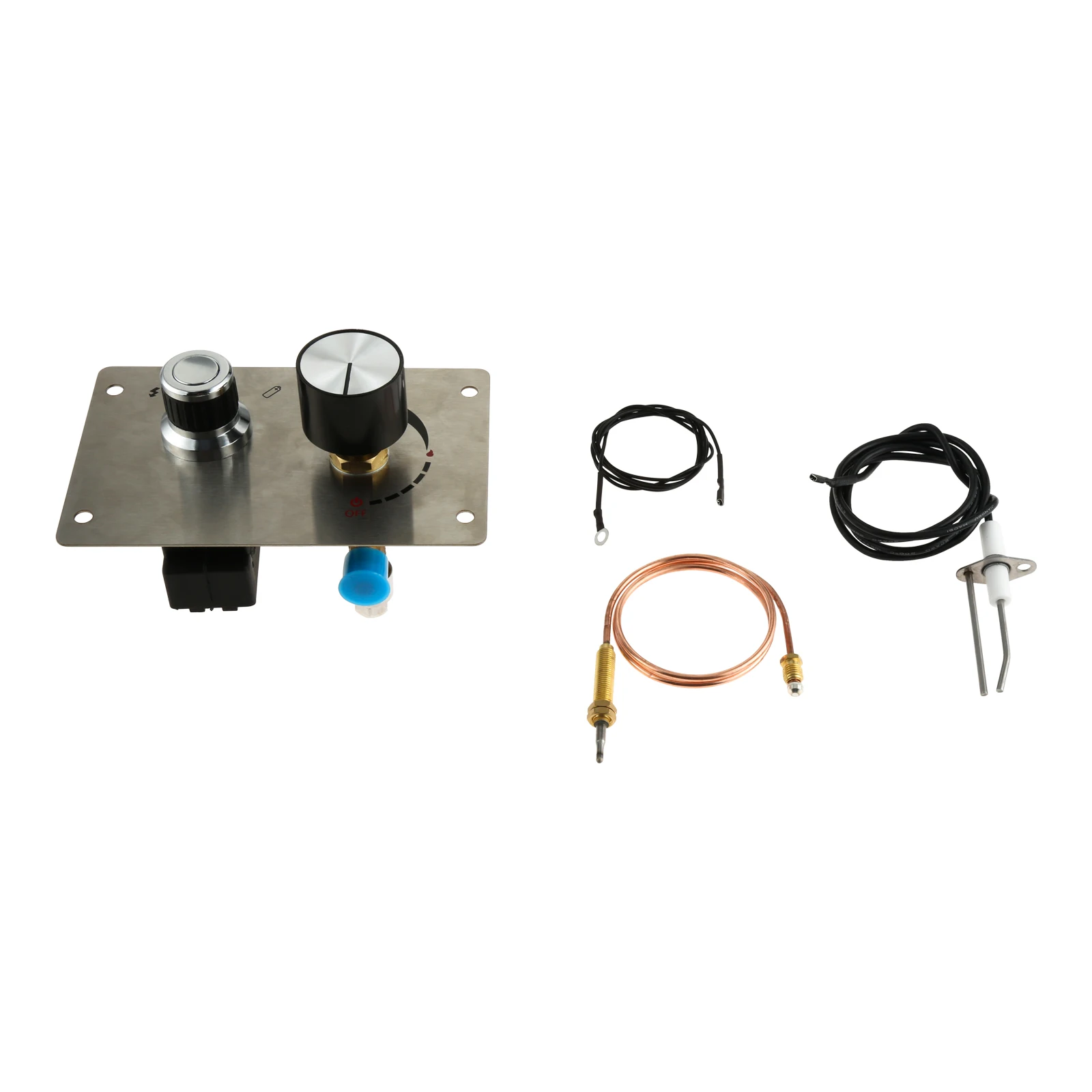 304 Stainless Steel Fire Pit Control Systems Panel Kit with Push Button Igniter and LPG Propane Gas Control Safety Valve Replace