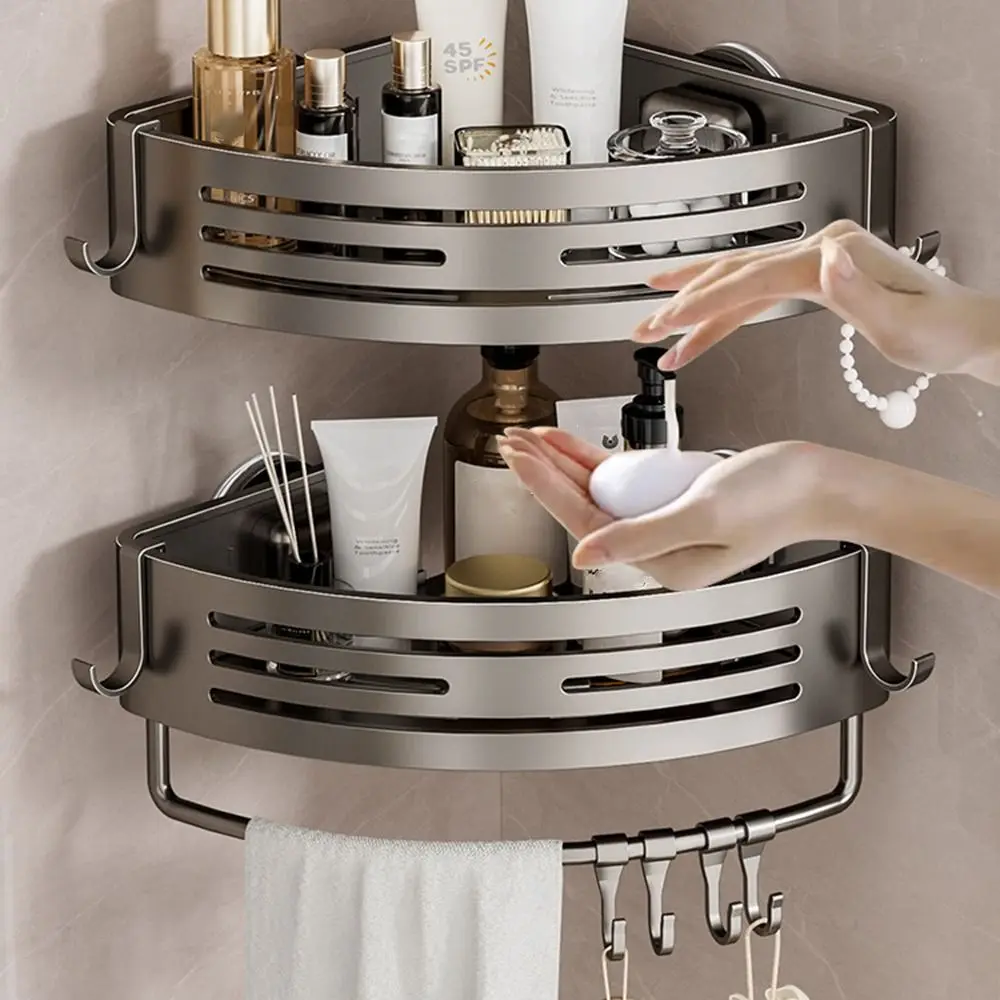 Triângulo ventosa prateleiras do banheiro prático à prova de ferrugem canto chuveiro rack punch-livre gancho organizador de cozinha rack doméstico