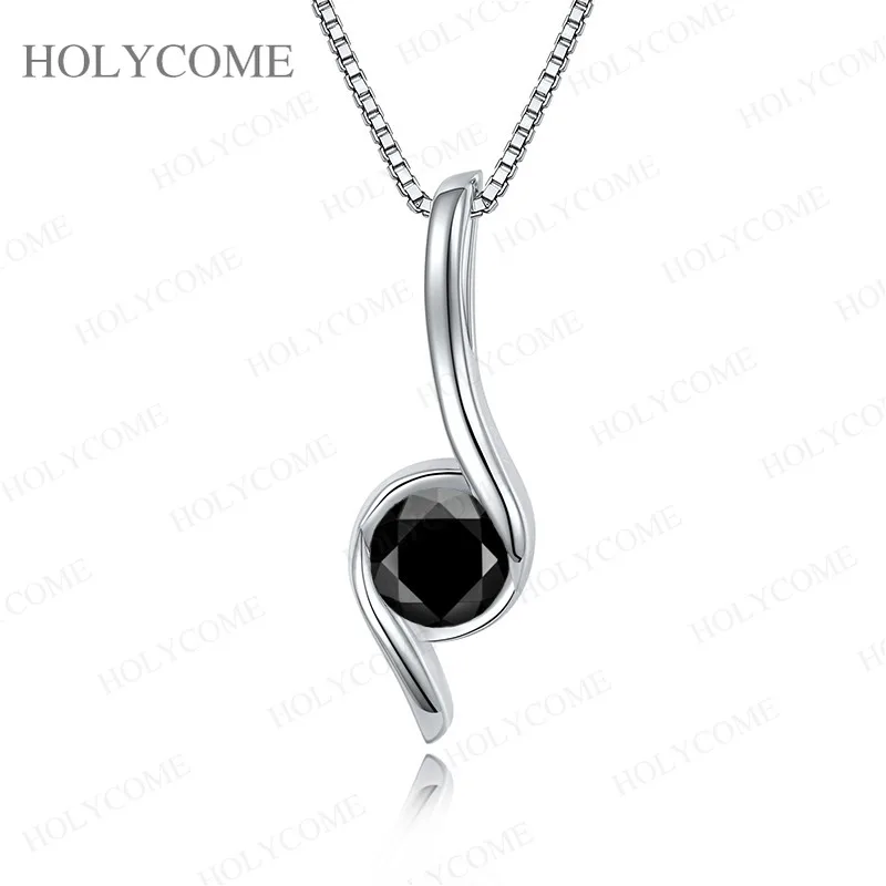 1CT Round Cut D Color VVS1 Moissanite Necklace Comma Necklace For Women Gold Plated Jewelry 100% Sterling Silver 925 Pendant