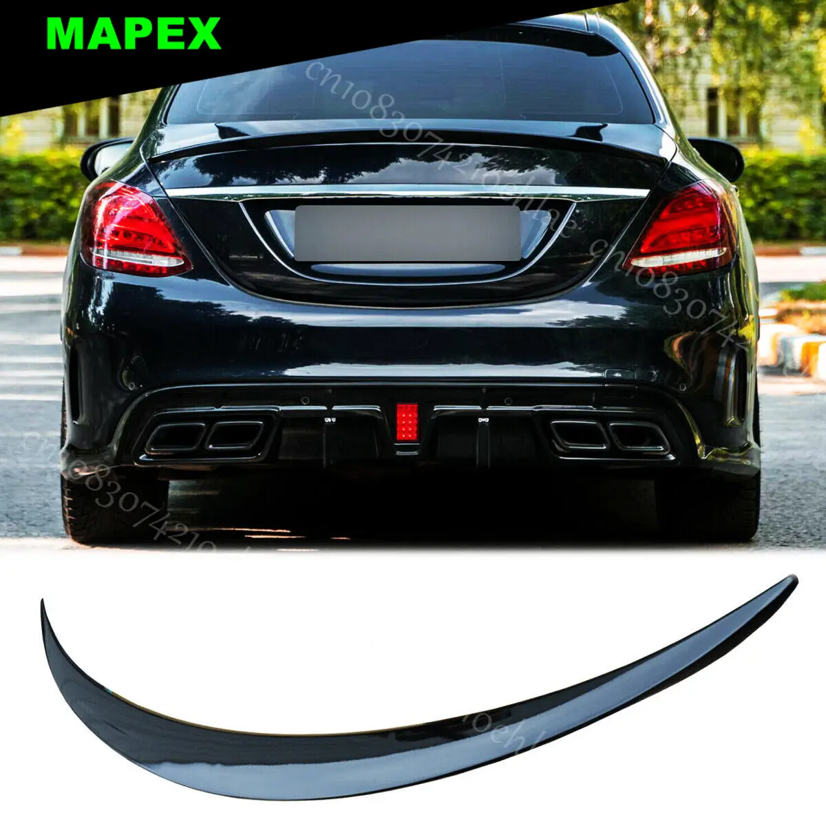 Fit 2015-2021 Mercedes C Class W205 C300 Sedan Gloss Black Trunk Spoiler Wing