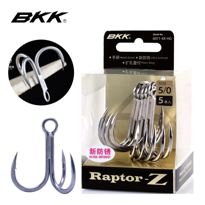 Ganchos de pesca agudos Raptor-Z 6071-4X-HG # 5/0- # 4 acessórios de pesca marítima com revestimento antiferrugem ganchos de âncora tripla para pesca de carpa