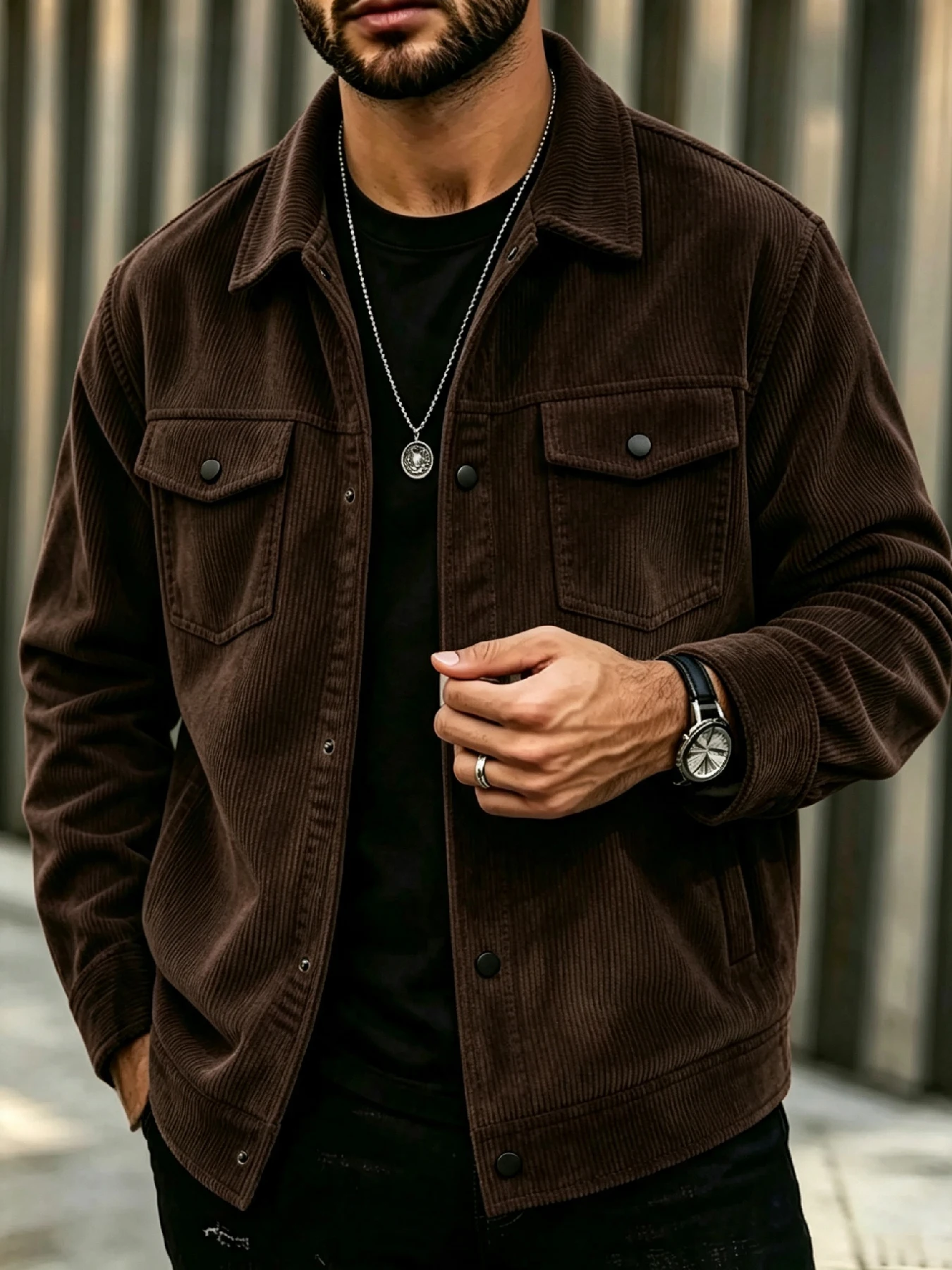 Herren-Cordjacke mit Revers, E – Embellish Knit Bewertung und Preis