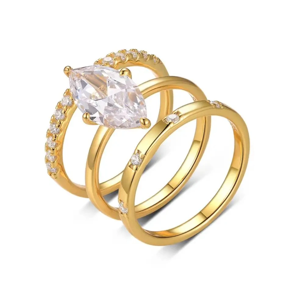 

2 шт. S925 стерлингового серебра маркиза 3CT муассанит набор колец ювелирные изделия подходят для подарка на день рождения, годовщину