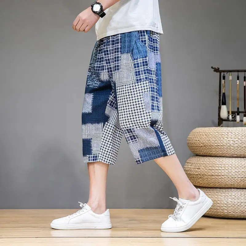 Summer Thin Chinese Style Ice Silk Men's Beach Shorts Large Size