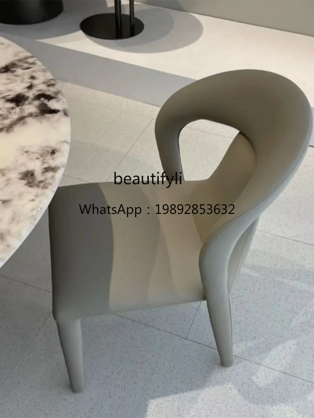 FF Home All-Match Backrest Leisure Chair Solid Wood Microfiber Cat Scratch Full Leather Luxury Villa Minimalist Dining Chair New