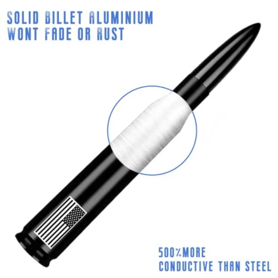 American Flag Car Truck Antenna with Valve Stem Caps, Universal Mast for GM Chevy Silverado 1500 2500 3500 HD Avalanche Ford F1 view 5