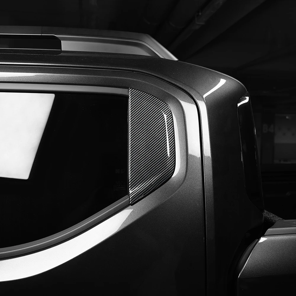 For Kia TASMAN 2025 2026 2PCS Black Carbon Fiber ABS C-Pillar Cover Trim Exterior Sticker Accessories LHD/RHD