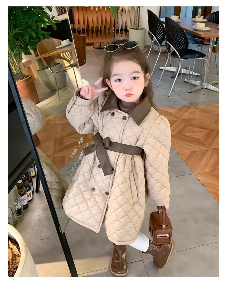 Girls Cotton Jacket 2024 New Style with Thick Cotton Jacket Autumn and Winter Clothing New Style