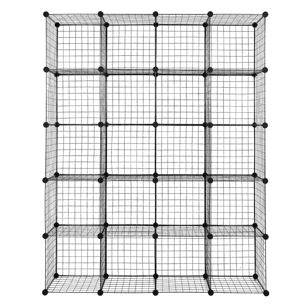 Diy 20-cube Storage Rack Multifunctional Unit Modular Organizer Wire Mesh Storage Shelves Bookshelf