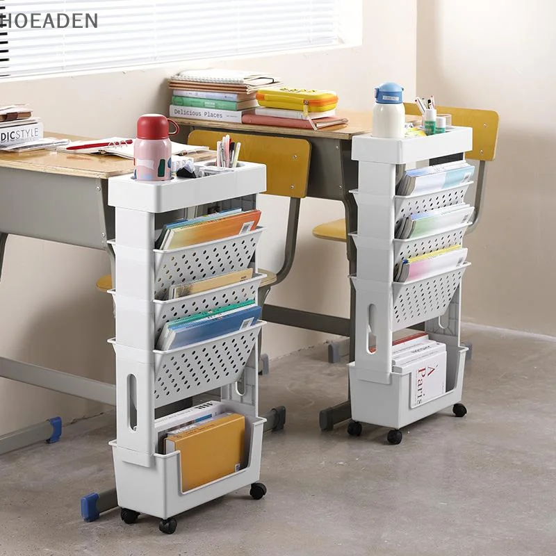 Etagere-de-rangement-mobile-et-detachable-a-5-niveaux-avec-roulettes-gain-de-place-pour-magazines-et-collations
