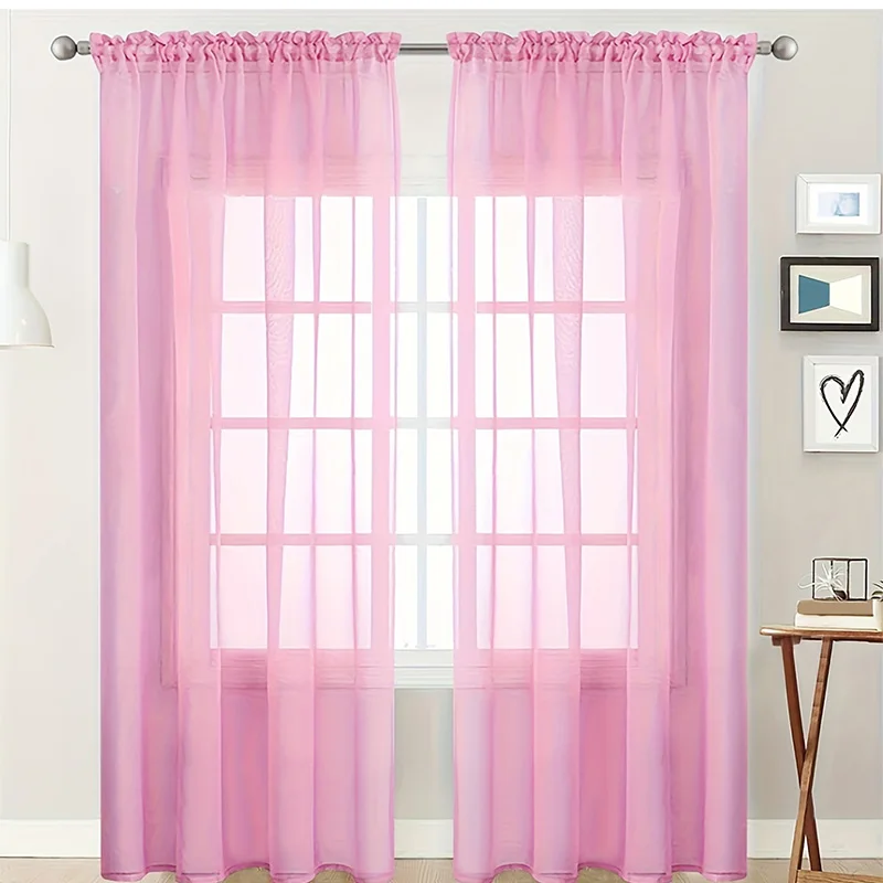 2 Pack Basic Sheer Curtain, Light Filtering Sheer Drapes  for Kitchen Bedroom Living Room