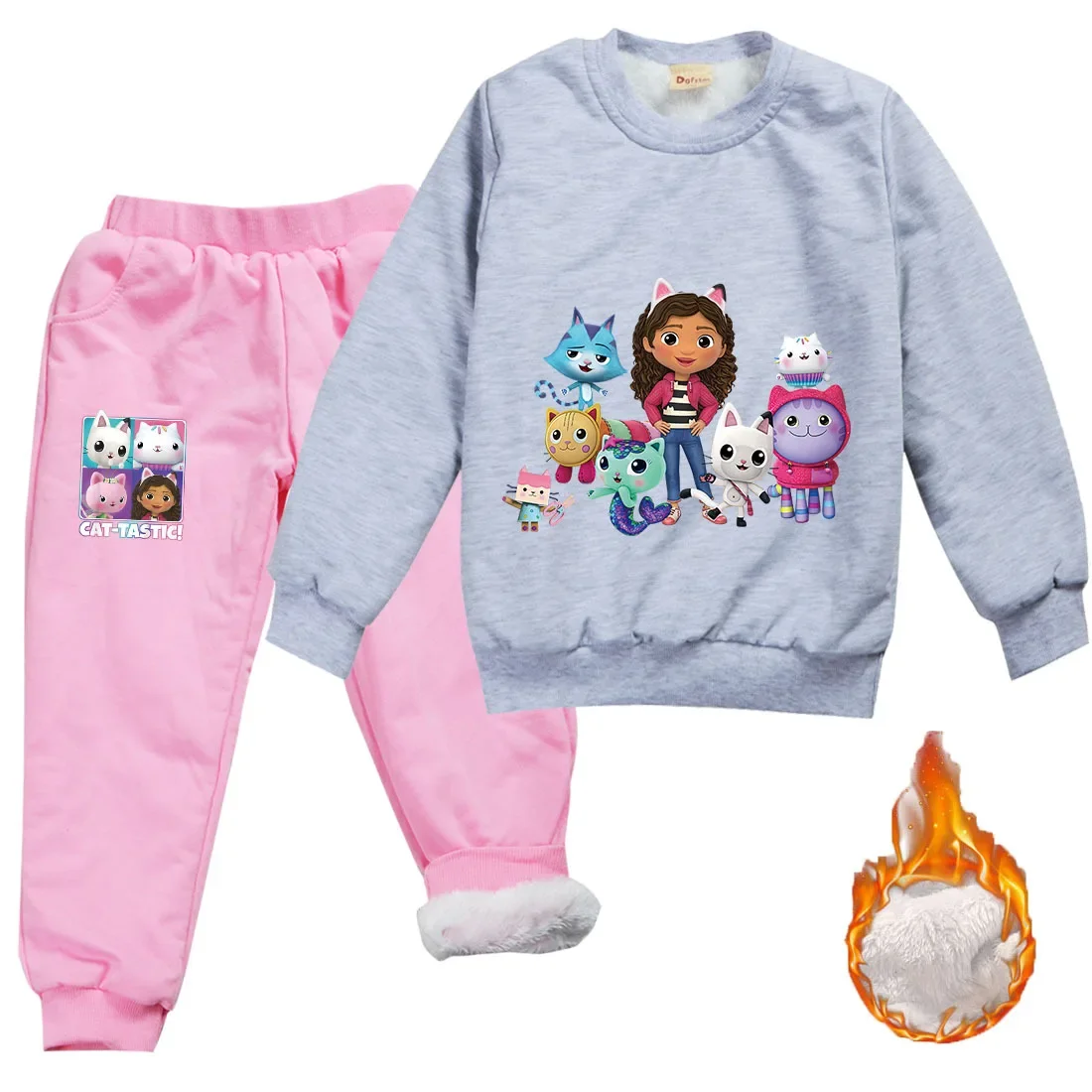 Gabbys Doolhouse Kleidung Baby Mädchen Gabi Chat Kleidung Kinder Winter Fleece Samt verdicken Sweatshirt Hose 2 stücke setzt Jungen Outfits