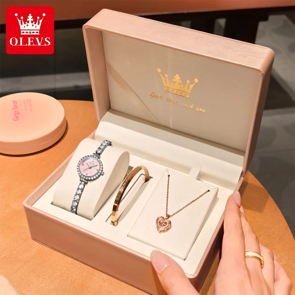 OLEVS ساعات نسائية 5889 ساعة كوارتز مقاوم للماء مضيئة مجوهرات سوار بقفل مشبك ساعة السيدات الفتيات هدية صندوق العلامة التجارية الأصلية #5