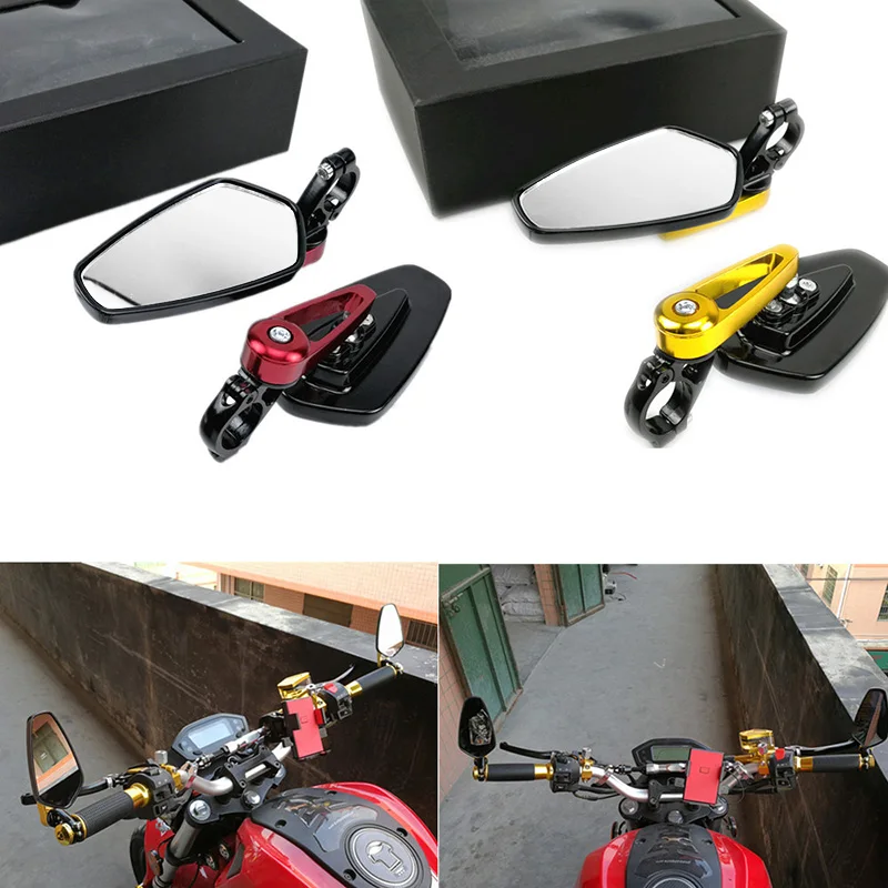 

Sleek Bar End Mirror Set-CNC Machined Aluminum for a Low-Profile Look Universal 7/8" Fit Vibration Damping & Wide Angle RearView