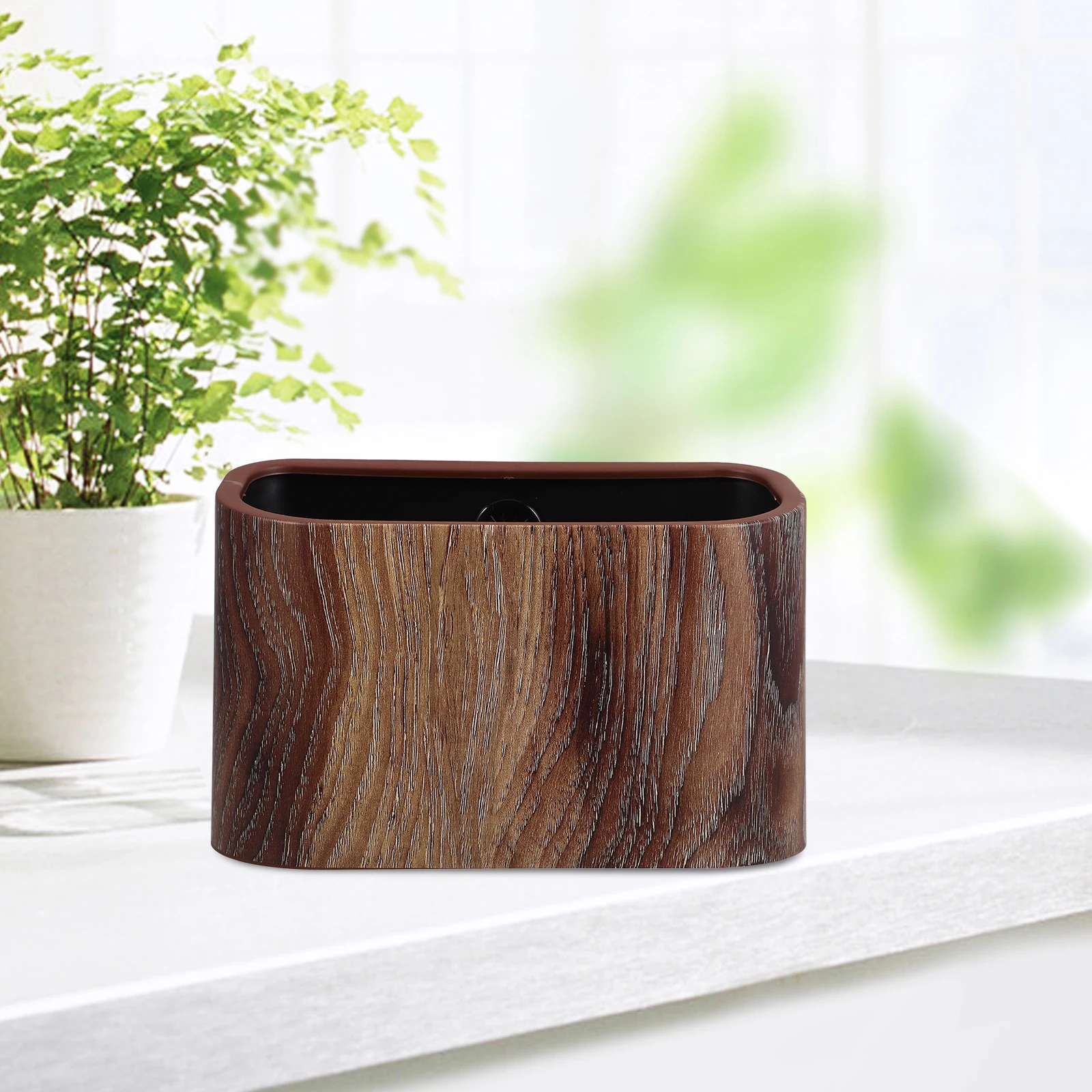 

Trash Bin Desktop Can Black Metal Basket Small Mini Brown Bathroom for Papers Office