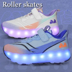 Patins de 4 rodas para crianças, calçados esportivos ao ar livre com rodas de luzes, respirável, resistente ao desgaste, de alta qualidade