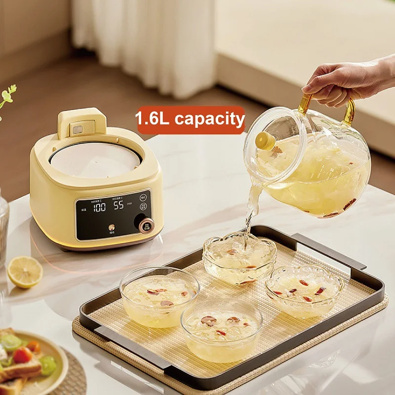 1.6L Smart Health Pot Home Electric Kettle Office Glass Flower Teapot 24h Appointment Stew Boil Kettle Multifunctional 1100W