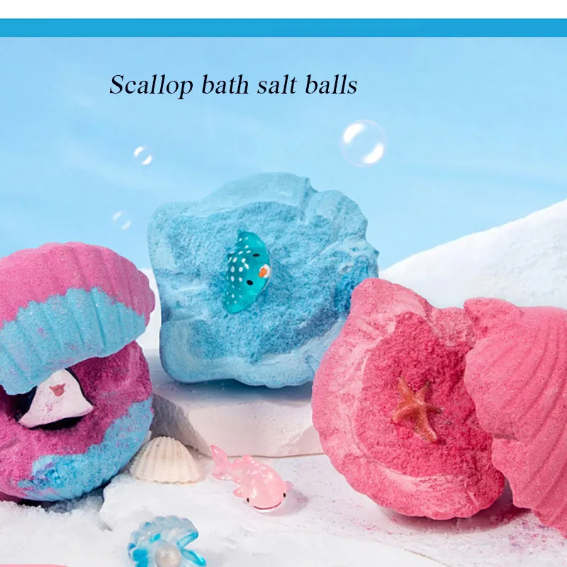 ลูกบอลเกลือทะเลสำหรับหอยเชลล์ขนาด140กรัมลูกบอลเกลือขัดผิวน้ำมันหอมระเหยลายดอกไม้ไฟโตอะโรมาติกสำหรับ Relief ความเครียด5ชิ้น