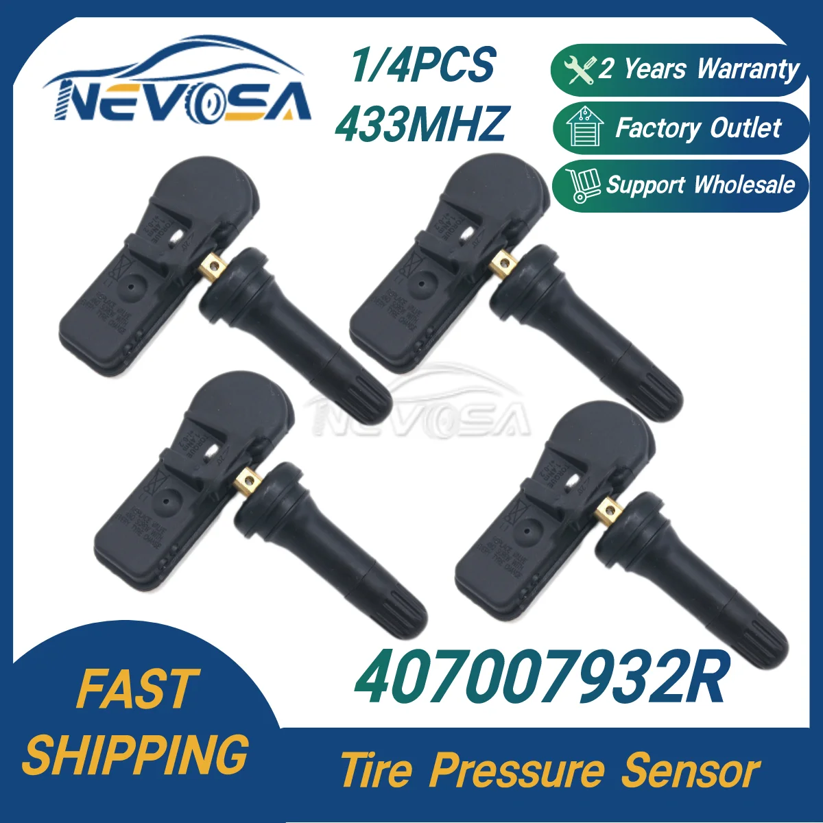 

Nevosa TPMS 407007932R 407009987R 433MHz Car Tire Pressure Monitor Sensor For Smart Renault Twingo Kangoo Dacia Dokker Lada Xray