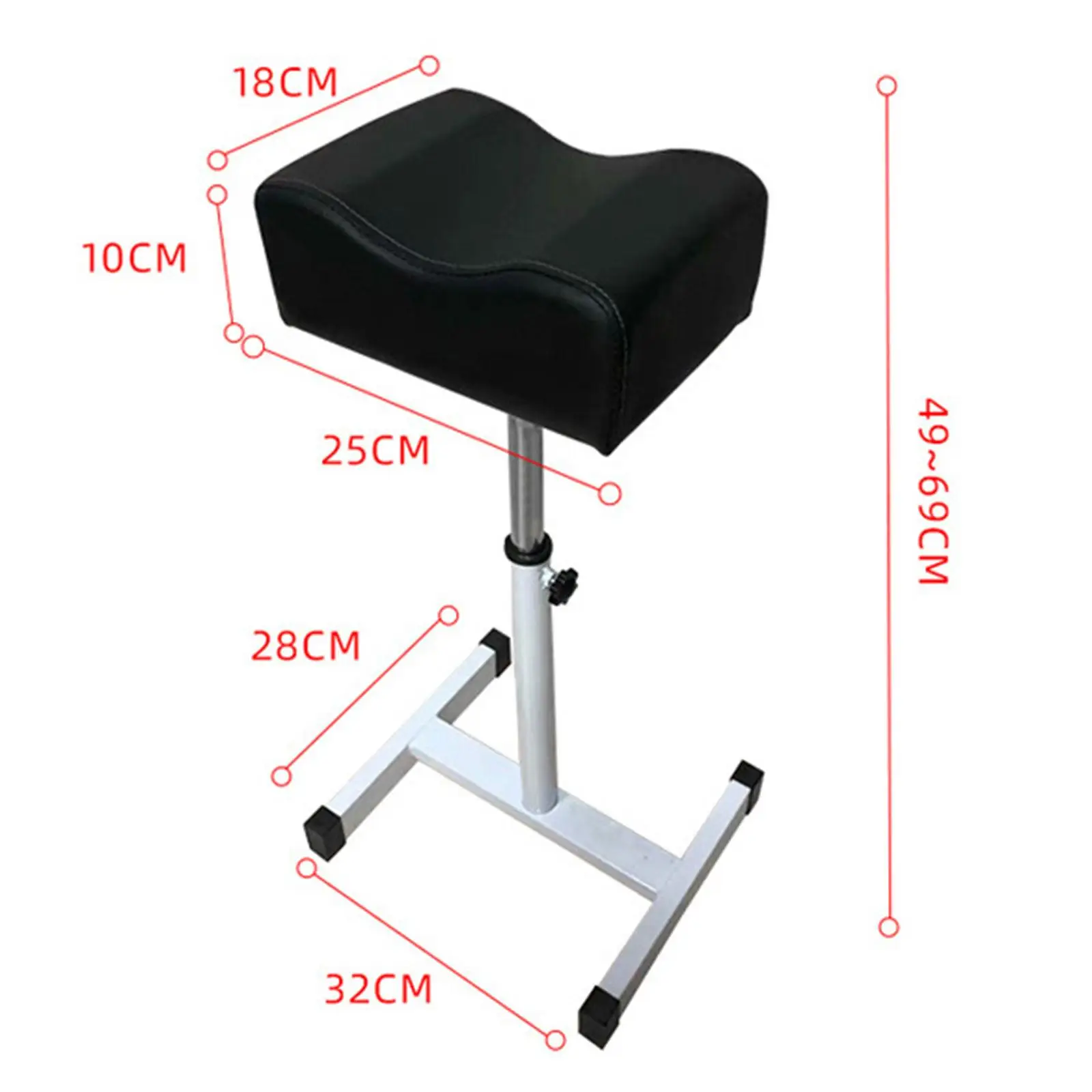 Salon Pedicure Stool with Soft Cushion for Foot Massage Nail Equipment Adjustable Height Leg Rest