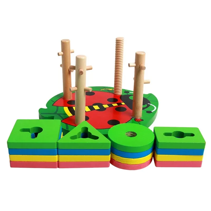 Educational Wooden Matching Blocks Toys&for Babies Early#Learning`Geometric Shapes~Intelligence^Development@ Children Playthings
