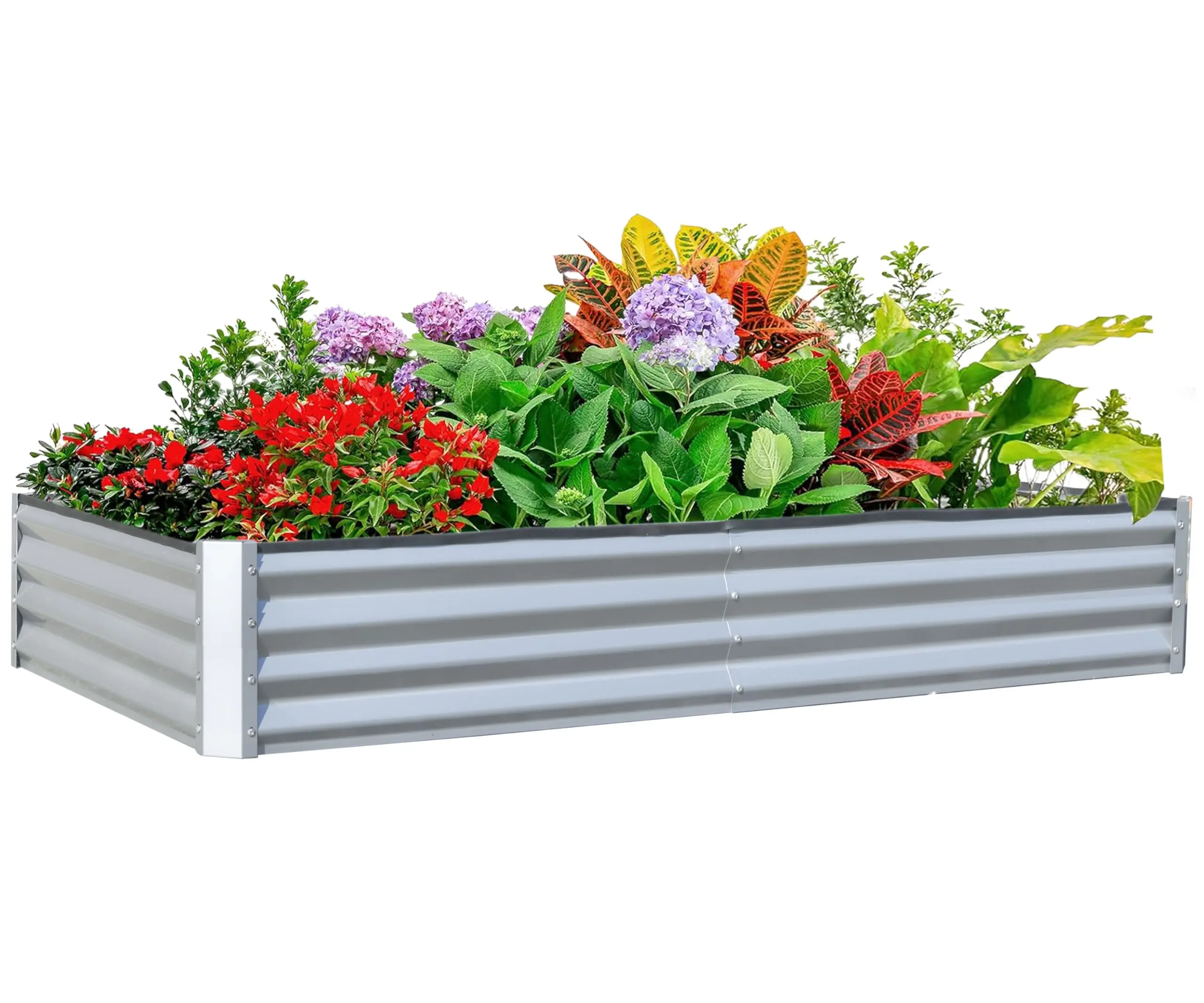 6x3x1ft Galvanized Raised Garden Bed, Outdoor Planter Garden Boxes Large Metal Planter Box for Gardening Vegetables Fruits Flowe