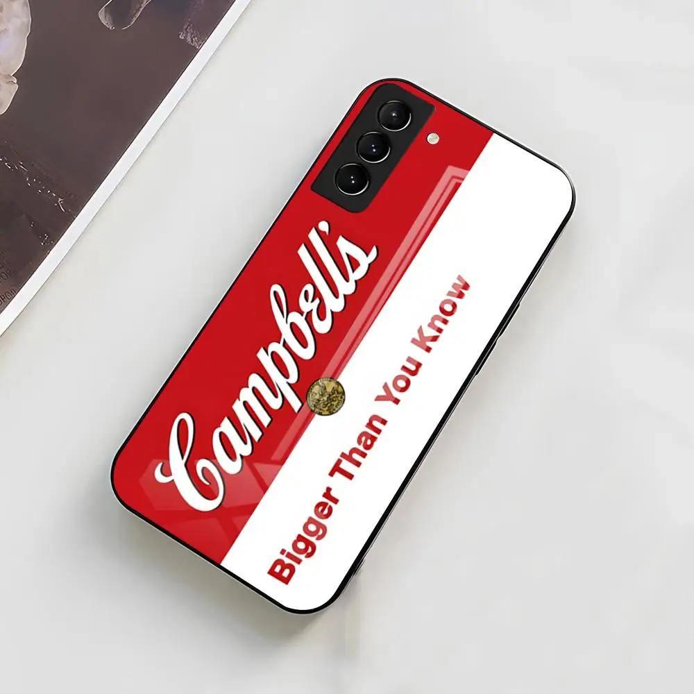 Campbells Soup Phone Case For Samsung S26 S25 S24 FE S23 S22 S21 Plus S20 Ultra Note20Ultra Black Glass Cover