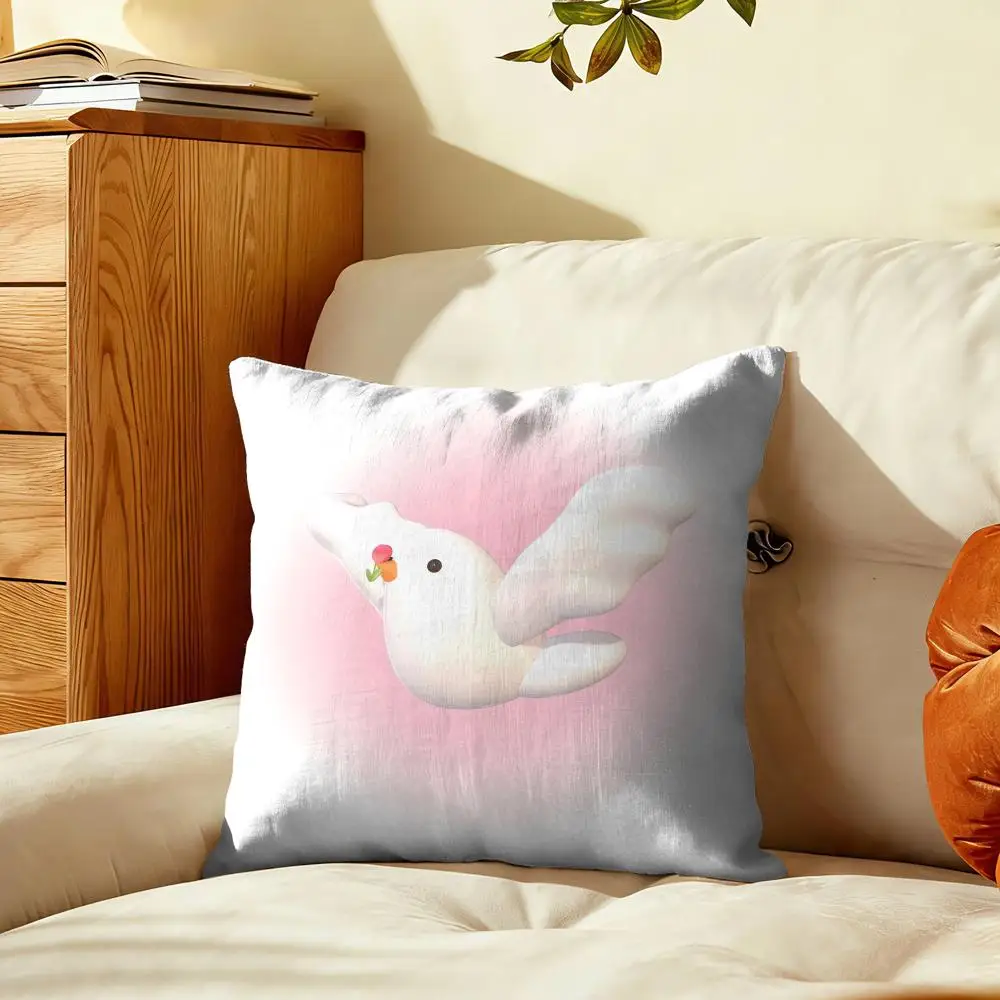 Symbol Of Peace And Hope Cushion Cover Plush Fabric Soft Double-Sided Printed Sofa Home Decor Fine Winter Gift Pillow Case