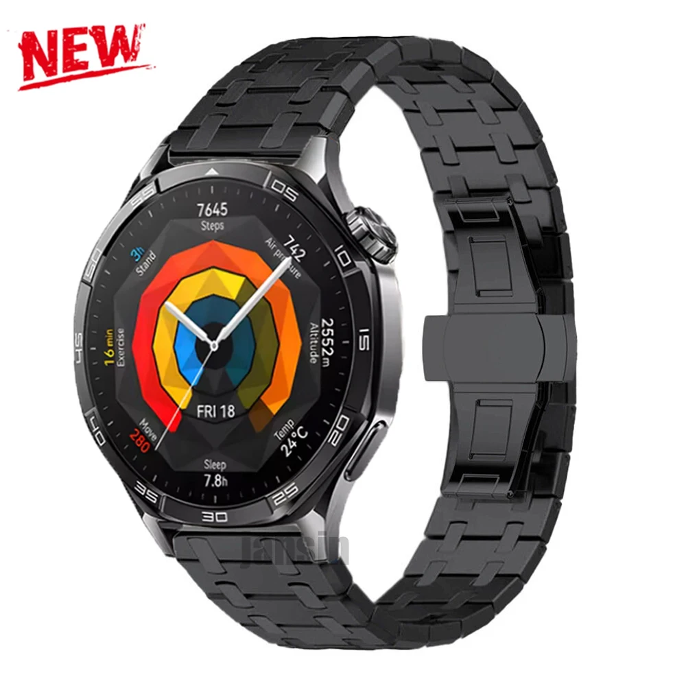 Para huawei relógio gt5 46mm pulseira de metal 22mm pulseira para huawei relógio gt4 46mm gt2e gt3 46mm pulseira de negócios de aço inoxidável