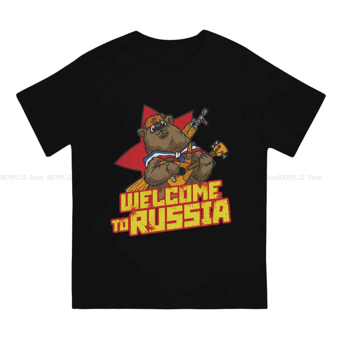 Welcome To Russia TShirt For Men Russian USSR CCCP Clothing Fashion Polyester T Shirt Comfortable