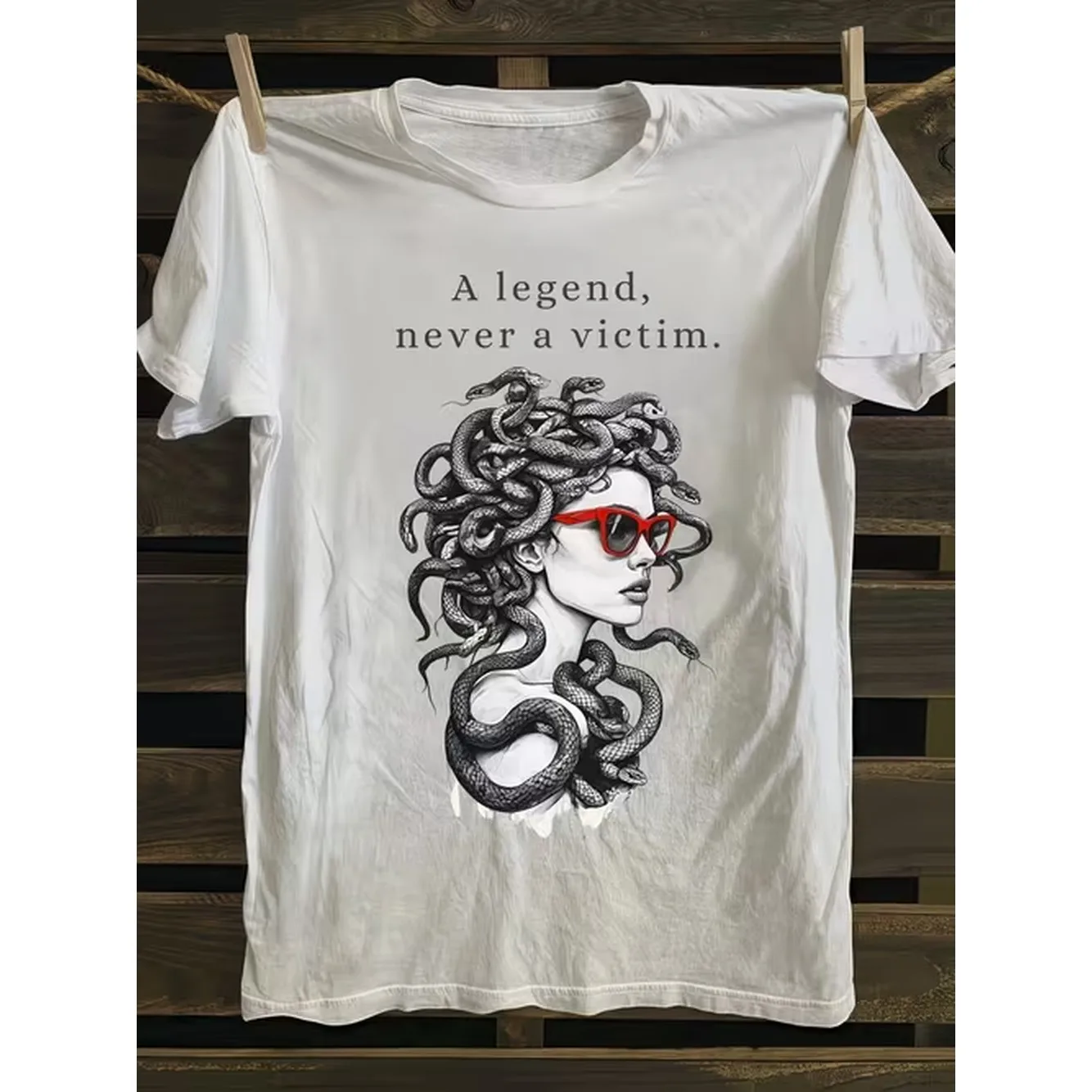 Legend Never Medusa Illustration Red Glasses T Shirt