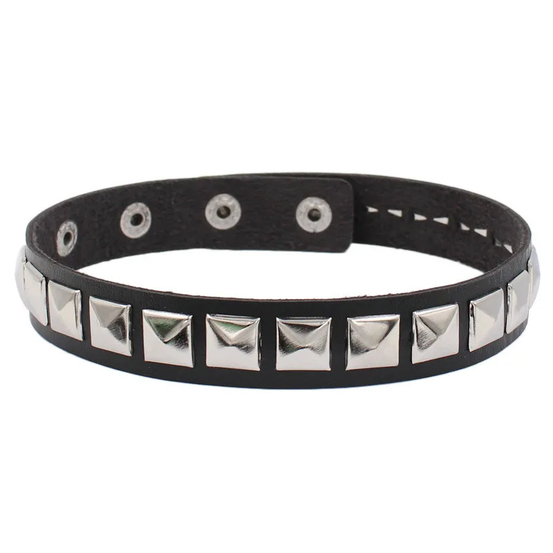 Gargantilla con remaches cuadrados de cuero PU Punk para mujer, Collar negro, joyería de fiesta para chicas de Hip Hop, accesorios para el cuello 2022