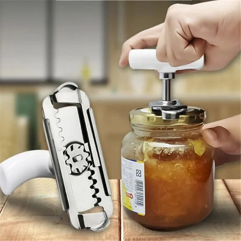 

Stainless Steel Multi-Function Bottle Cap Opener Adjustable Easy Jar Lid Screw Can Opener Labor Saving Kitchen Gadget