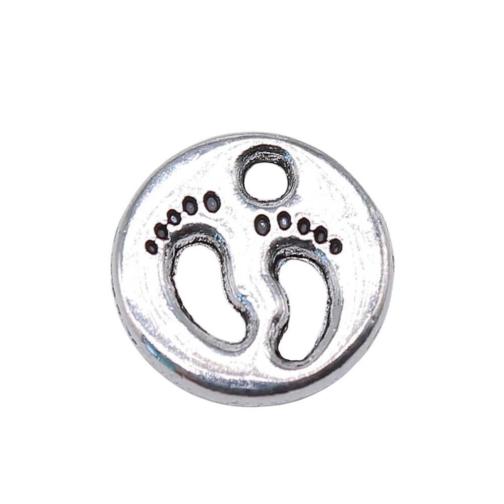 WYSIWYG 20pcs 11x11mm 2 Colors Feet Charm Double Sided Baby Feet Charms Little Feet Charms