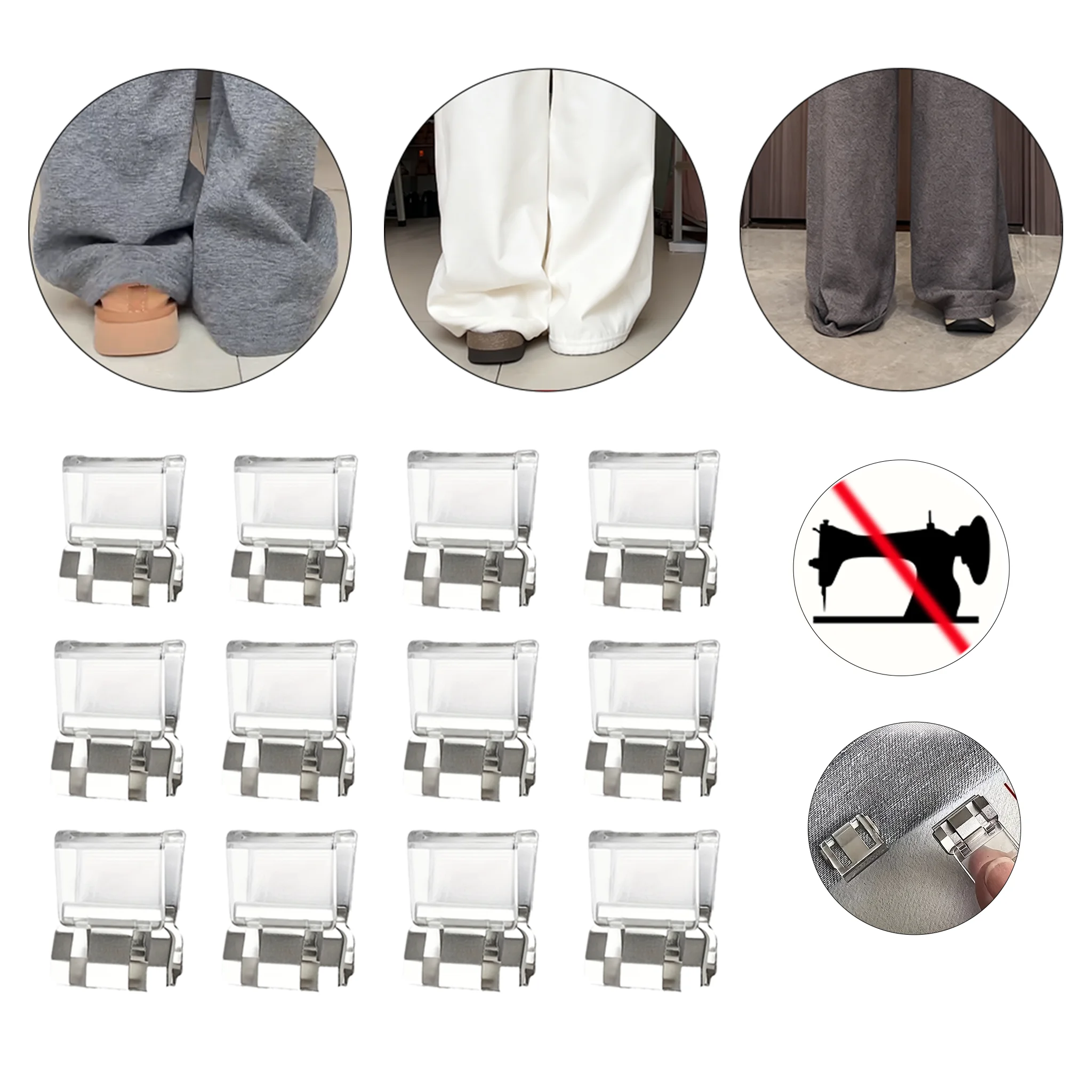 1-20PCS Invisible Hem Shortening Clip Detachable Non-Slip Pants Edge Clip for Instant Shortening,Transparent and Decorative