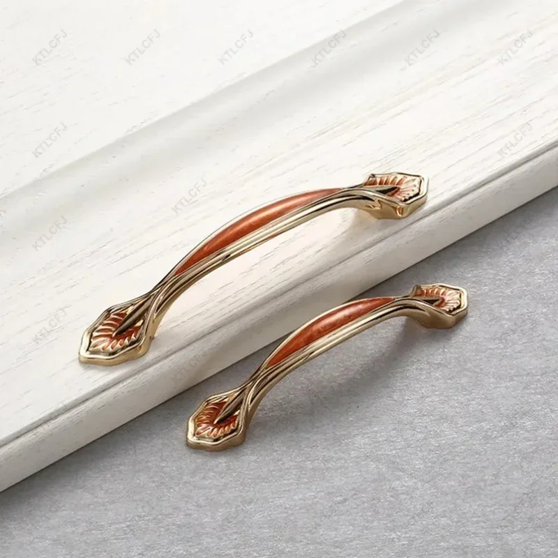 Cabinet Door Handles European Style Red/White/Black Amber Cabinets Wardrobe Door Handles Modern Minimalist Drawer Handles