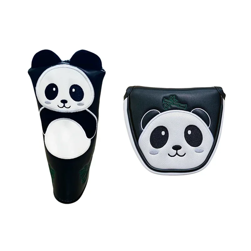 

Cute Panda Golf Putter Cover Magic Tape For Mallet Blade Putter Synthetic Leather Golf Headcover Protector 2 Styles Drop Ship