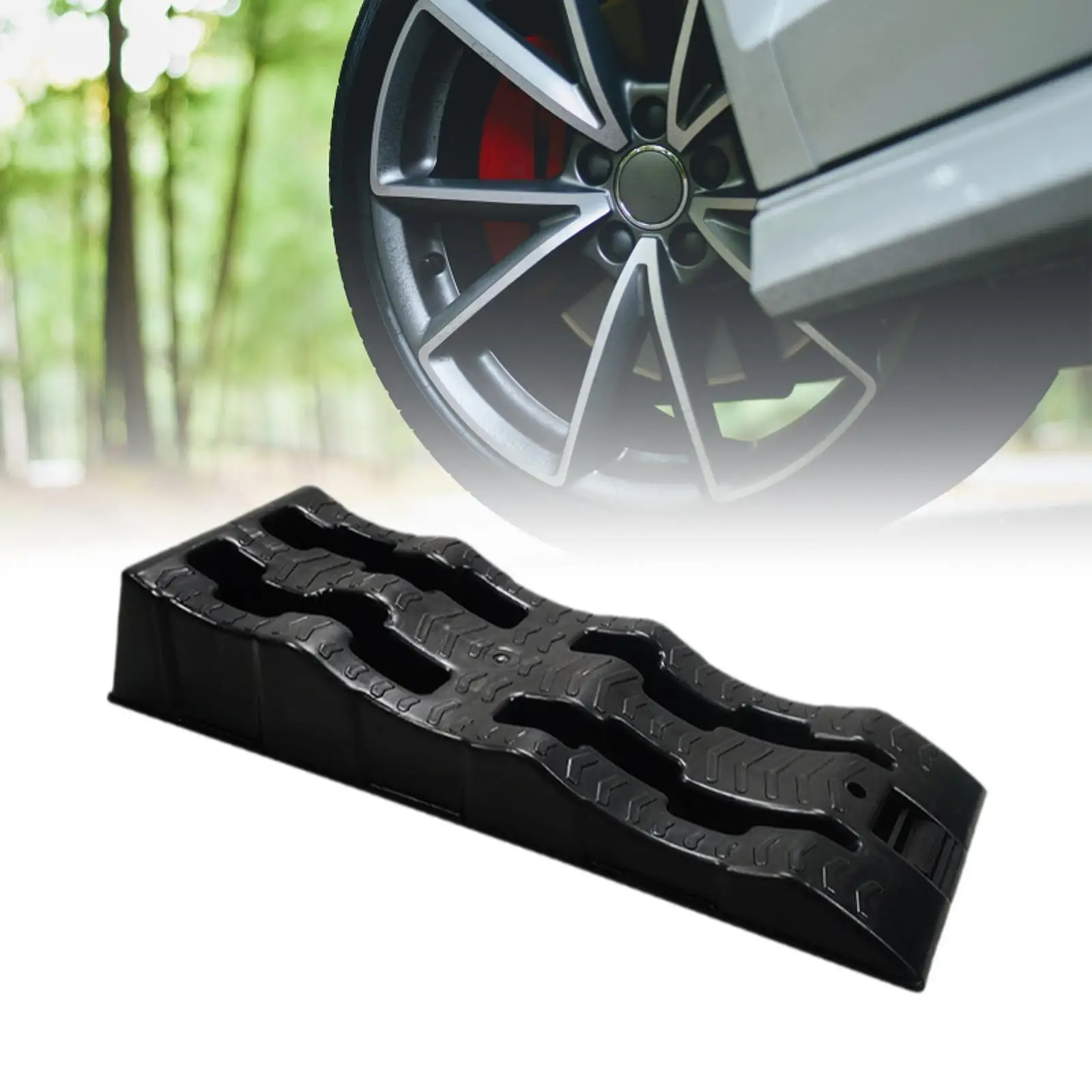 

Multipurpose Wheel Chock Rubber Leveling Block Parking Accessory Curved Design Stabilizer for Cars RV Trucks