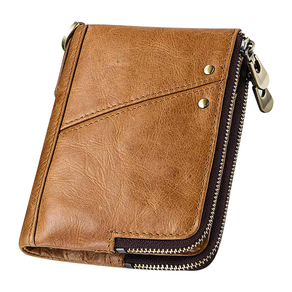 Men Khaki Anti-Theft Rfid Thin Clutch Wallet Multifunctional Long Coin Purse Credit Card Holder Fashionable Travel