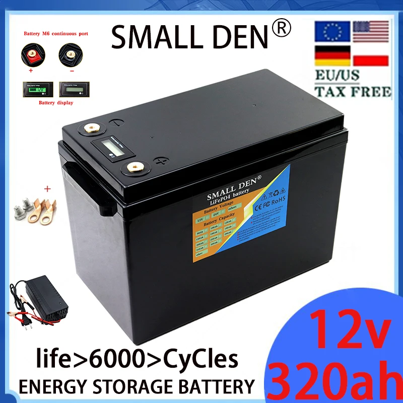 12V 320Ah lithium iron phosphate battery, lithium power battery, 6000 cycles, RV, golf cart, camping car, motorboat