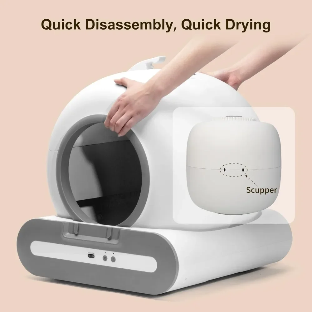 

Self Cleaning Cat Litter Box, 65L Automatic with APP Control, Electric Self-Scooping & Dual Safety for Multi-Cats