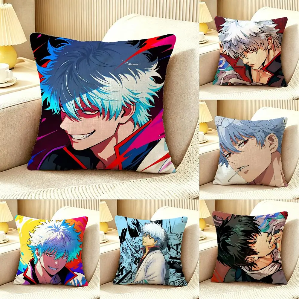 Anime GINTAMA Cushion Cover Pillow Cover Nordic Minimalist Throw DoubleSided Print Cushion Case for Sofa Bedroom Decor
