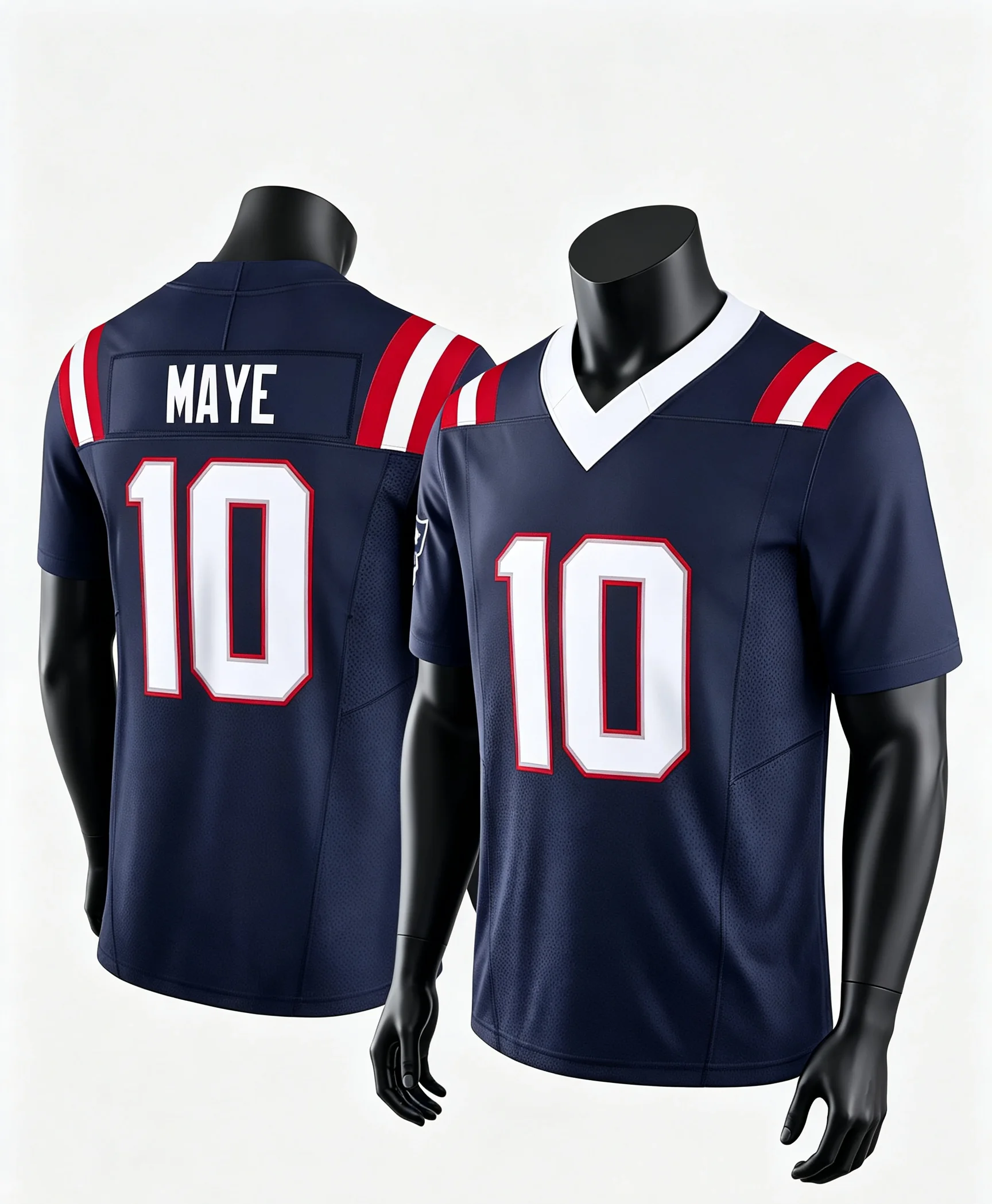 Parent Child Football Jersey Inspired No.10 Print T-Shirt V-Neck Short Sleeve Navy White Red Stripe Family Sports Fan Casual Top